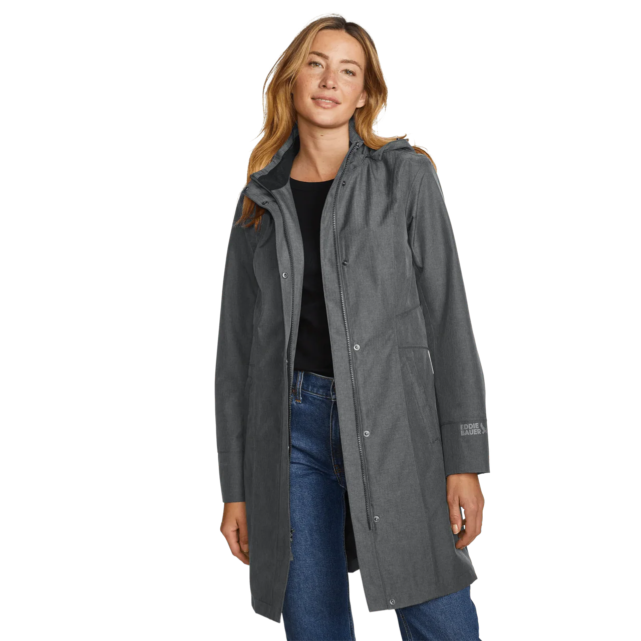 Eddie Bauer Women's Girl on the Go Trench Coat, Charcoal