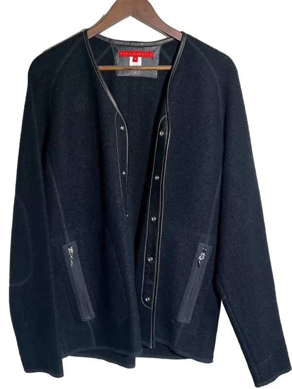 Ryan Roberts Men’s 100% Wool, Leather Trim Jacket Size M, Very Rare, Made in USA