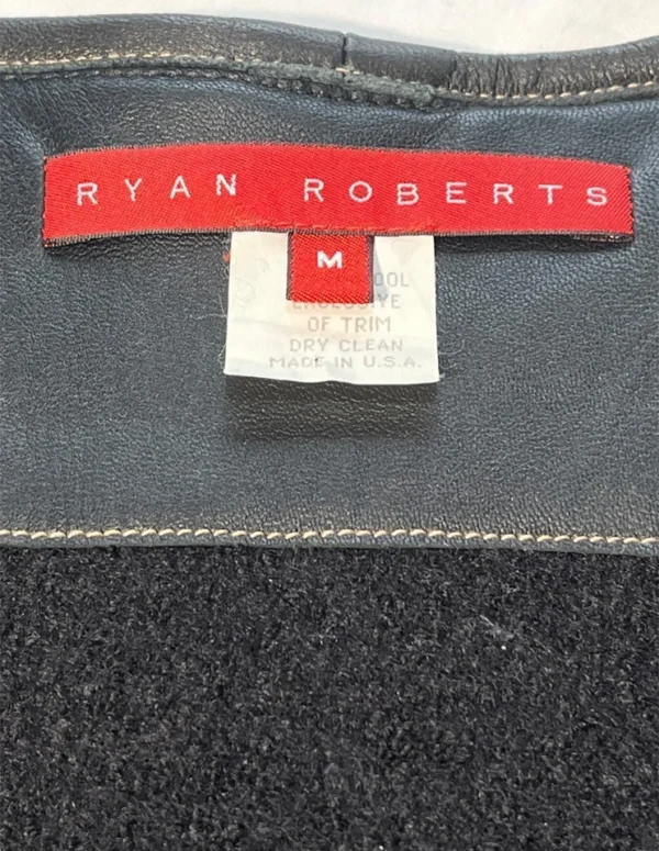 Ryan Roberts Men’s 100% Wool, Leather Trim Jacket Size M, Very Rare, Made in USA