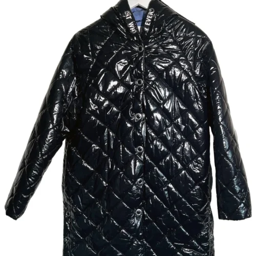 Zara Kids Girls Black Vinyl Puffer Jacket, Size 13-14, Excellent Condition