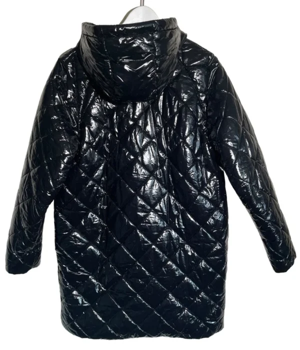 Zara Kids Girls Black Vinyl Puffer Jacket, Size 13-14, Excellent Condition
