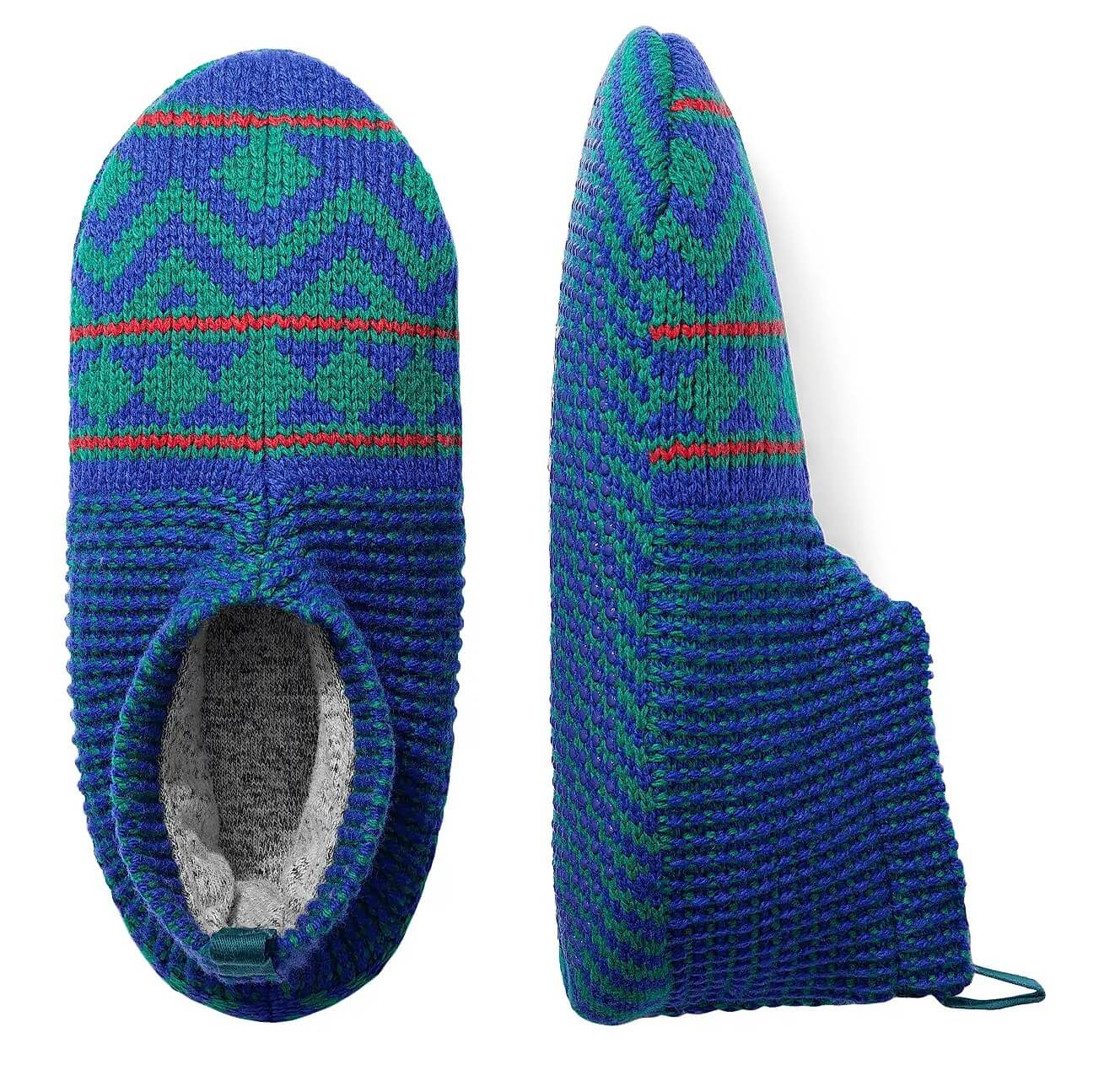 Bombas Gripper Slippers Fair Isle Striped Royal Blue